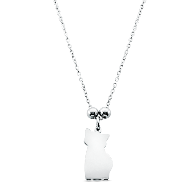 Personalised Cat-Shaped Memorial Necklace – Engraved with Name