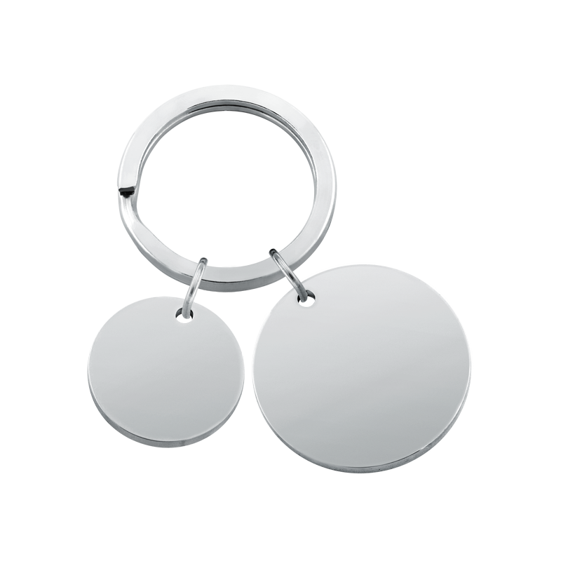 Personalised Dog Memorial 2-Charm Round Keyring - Engraved with Pet's Paw-Print & Name